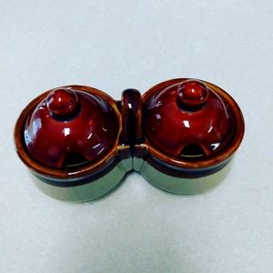 Vintage Crock Style creamer and sugar